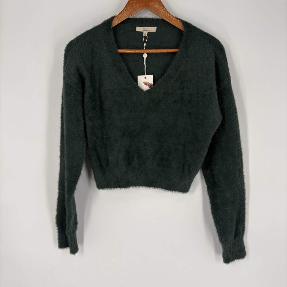 Chelsea & Violet Womens Cropped Sweater Size M Green Gables Academia Clueless‎